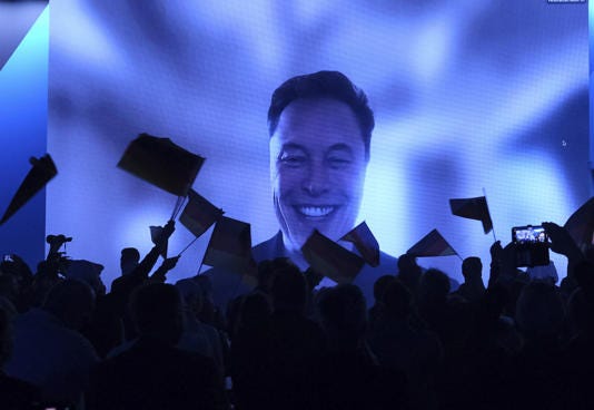 Elon Musk delivering a virtual speech at the election campaign kick-off for Germnay's far right AfD party, in Halle, Saxony-Anhalt, Germany, January 25, 2025. Sebastian Willnow/picture-alliance/dpa/AP Images