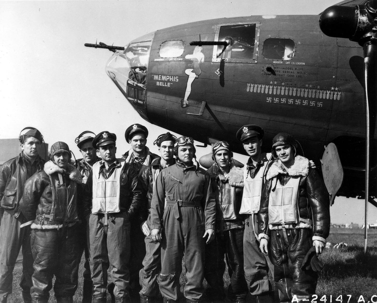 Memphis Belle is shown with her crew.
