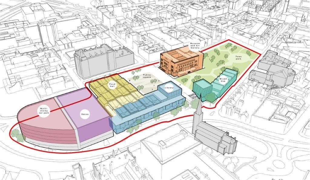 Revealed: New images show how Huddersfield's £210 million Cultural Quarter  could look with events venue, food court and Town Park - Huddersfield Hub