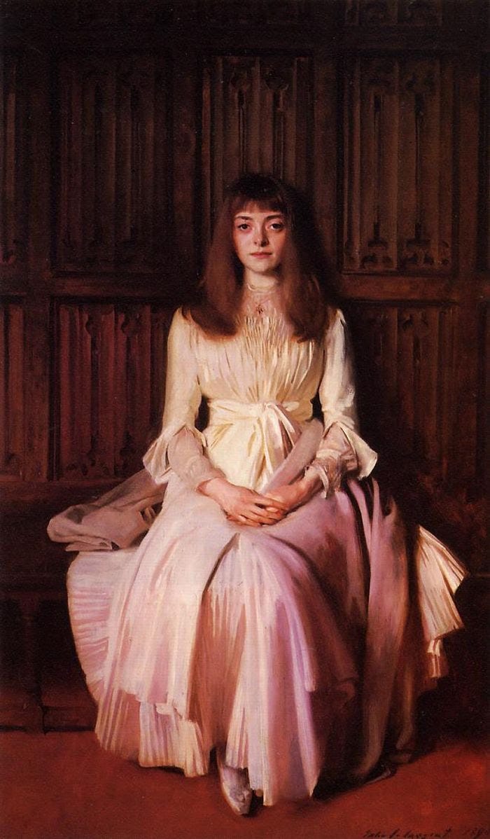 1890 – John Singer Sargent, Miss Elsie Palmer | Fashion History Timeline