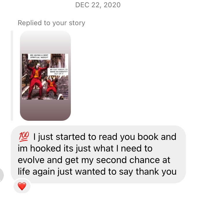 my first response from a stranger about my book Get Your Mojo Back