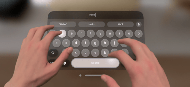 Apple's virtual keyboard in visionOS