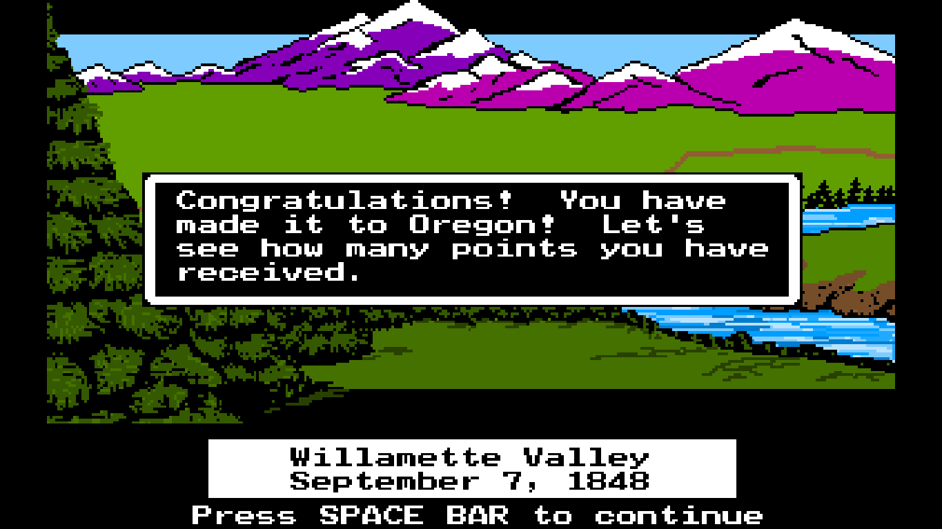 I found the screenshot of my first complete play through of the Oregon trail  : r/nostalgia