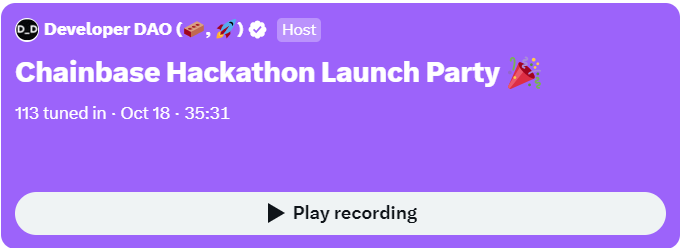 Chainbase Hackathon Launch Party recording