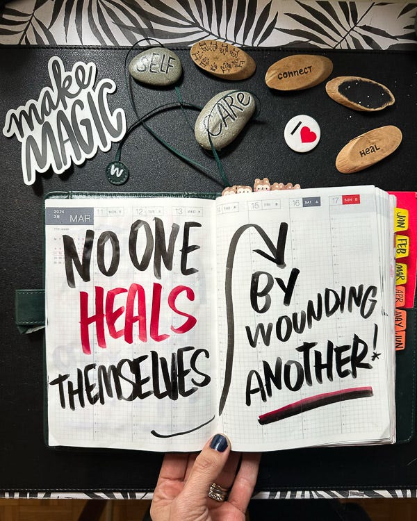No One Heals Themselves by Wounding Another! I love lists // Tracy Benjamin