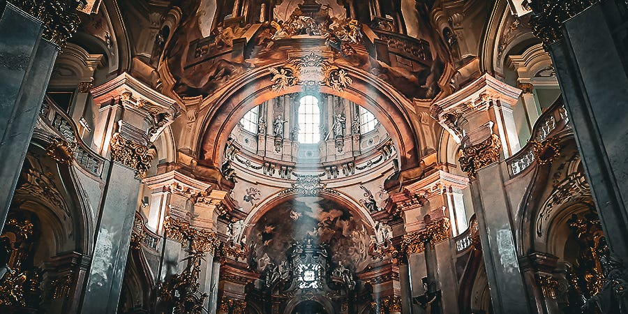 Inside a very famous church in Prague. Can’t remember the name of it. Anyway, atheists, show me your temple.