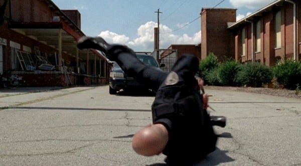 walking dead sgt bob running from rick grimes and falling coda 2015