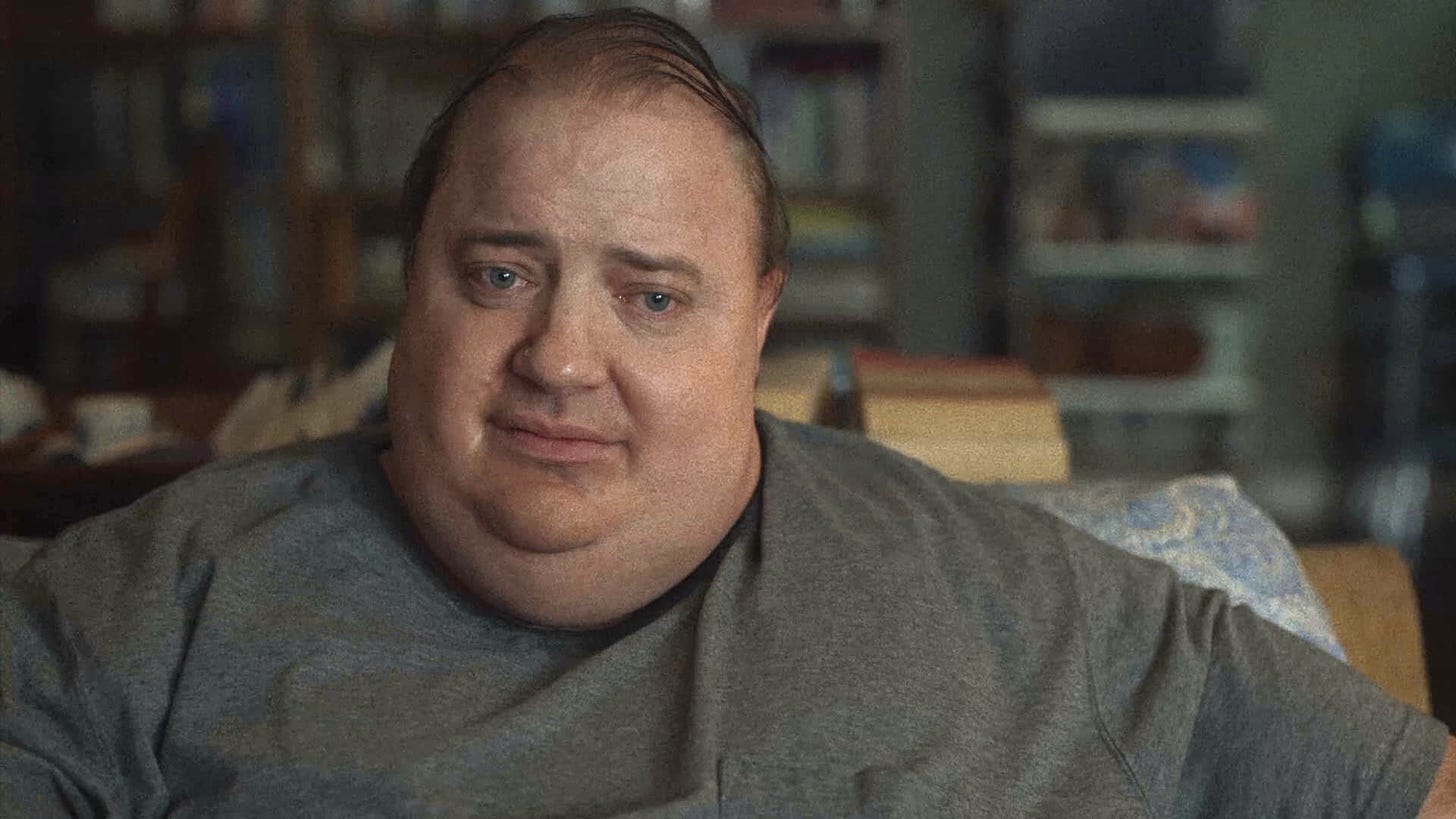 The Whale's Charlie, played by Brendan Fraser, is a gay English teacher who develops a destructive binge-eating disorder and seeks to reconnect with his daughter before he dies