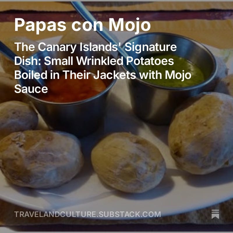 A plate of two sauces and potatoes called Papas con Mojo 