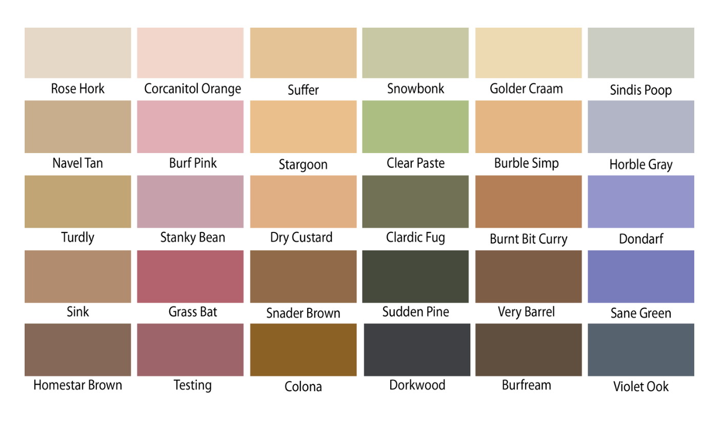 AI-generated paint swatches from Janelle Shane, including Rose Hork, Grass Bat, Stargoon, Turdly, and Suffer