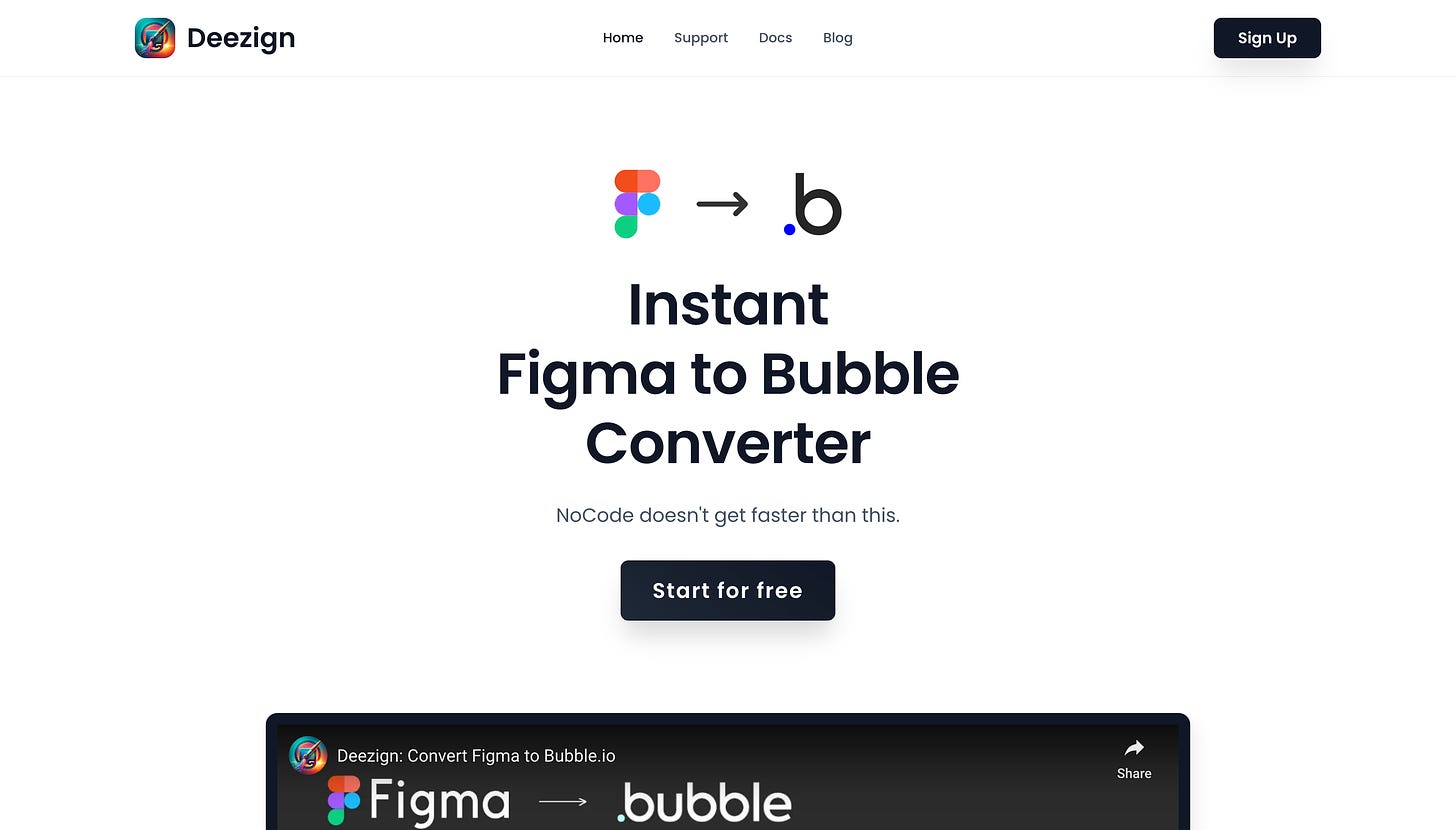 Deezign.io figma to bubble.io app