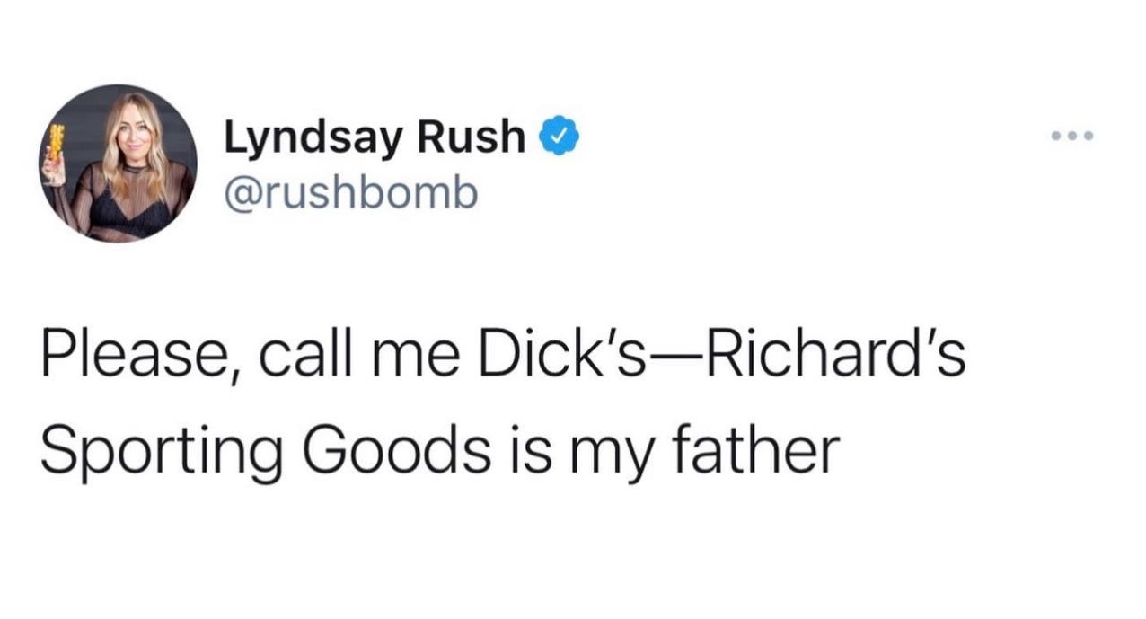 @rushbomb on Twitter: Please, call me Dick's--Richard's Sporting Goods is my father