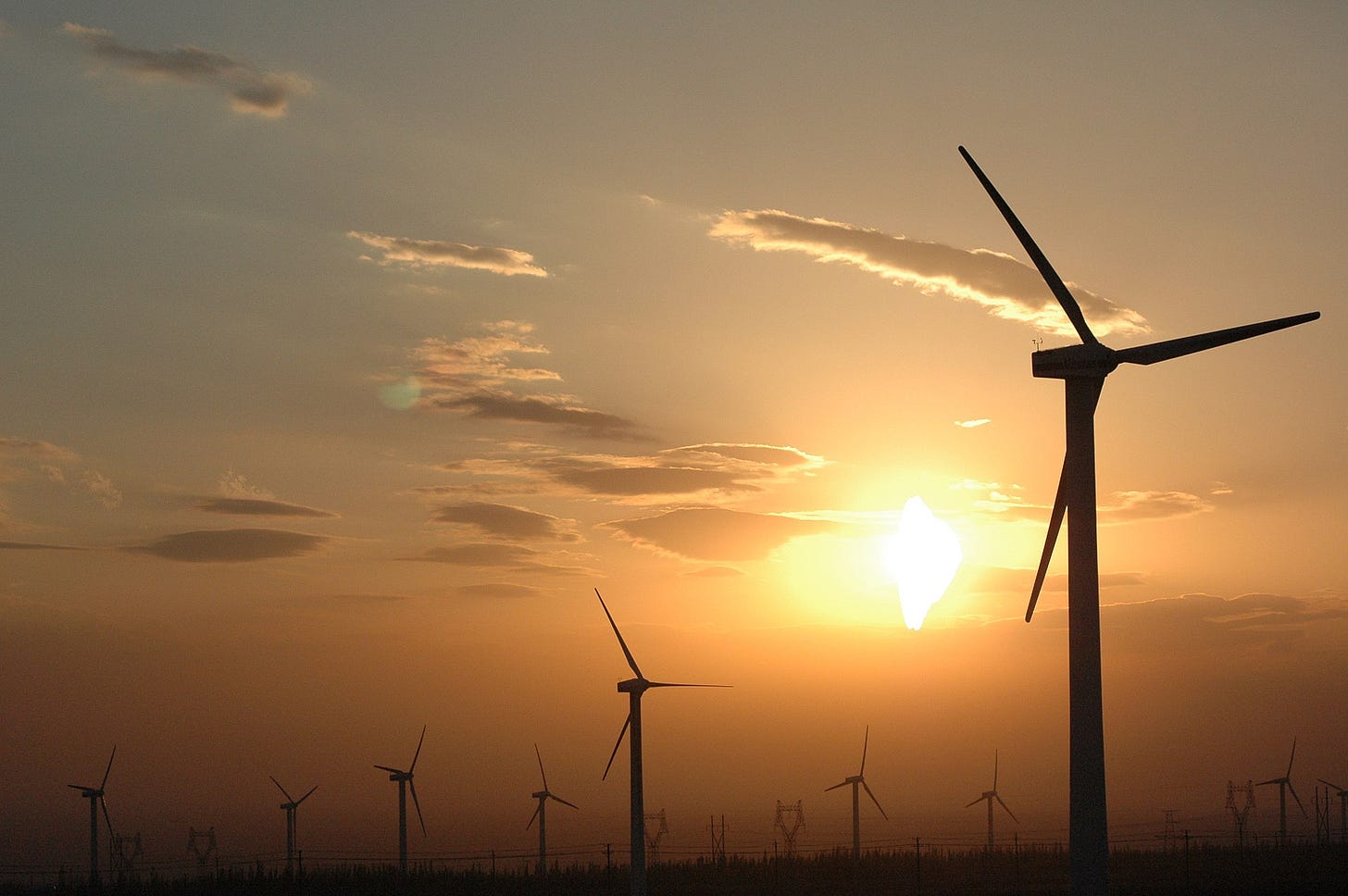 Wind power plants in Xinjiang, China