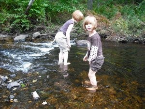 Little Waders… Finding rocks to skip, likely. 