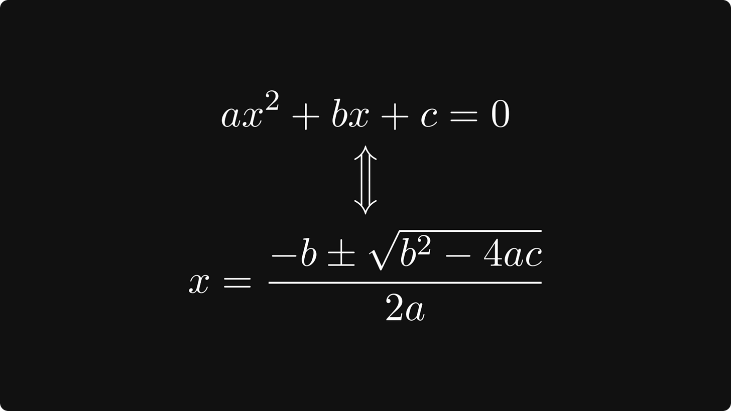 Solution formula for the quadratic equations
