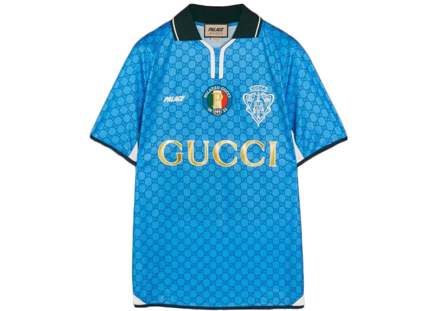 Palace x Gucci Printed All-Over GG Football Technical Jersey T-Shirt Blue