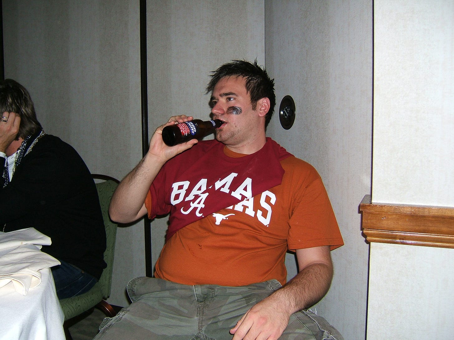 A photo of me playing a “confused college football fan” at a work costume party back in 2008.