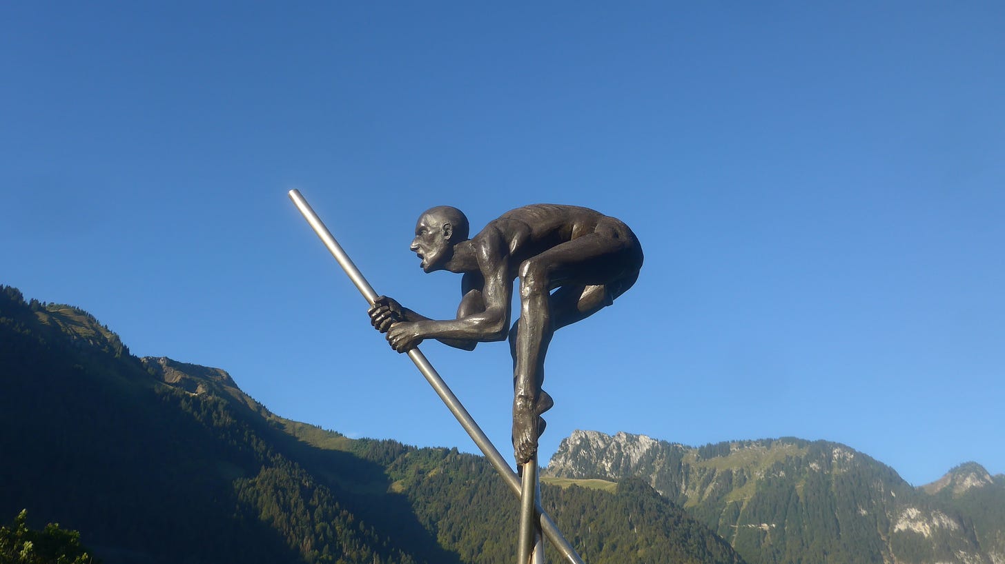 A sculpture by Nicolas Lavarenne in the Swiss alps