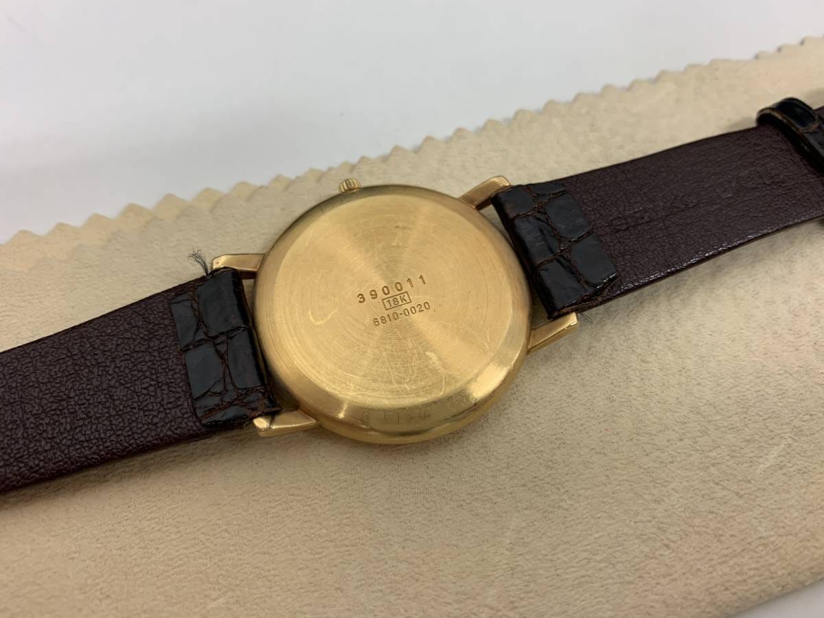 ★☆[5095] Rare item ★ SEIKO/Seiko ultra-thin luxury dress watch Ref.6810-0020 18K leather belt with box ◆ property ☆ _5