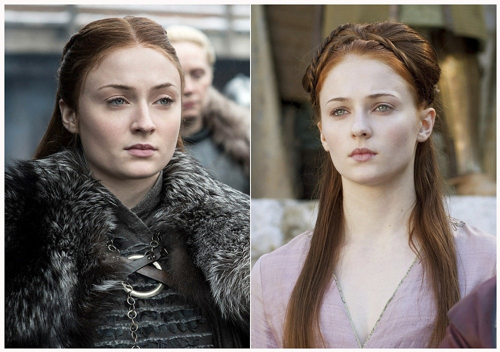 sophie turner as sansa stark in game of thrones before after 2019