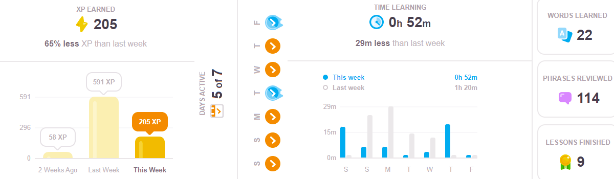 Duolingo weekly report stats