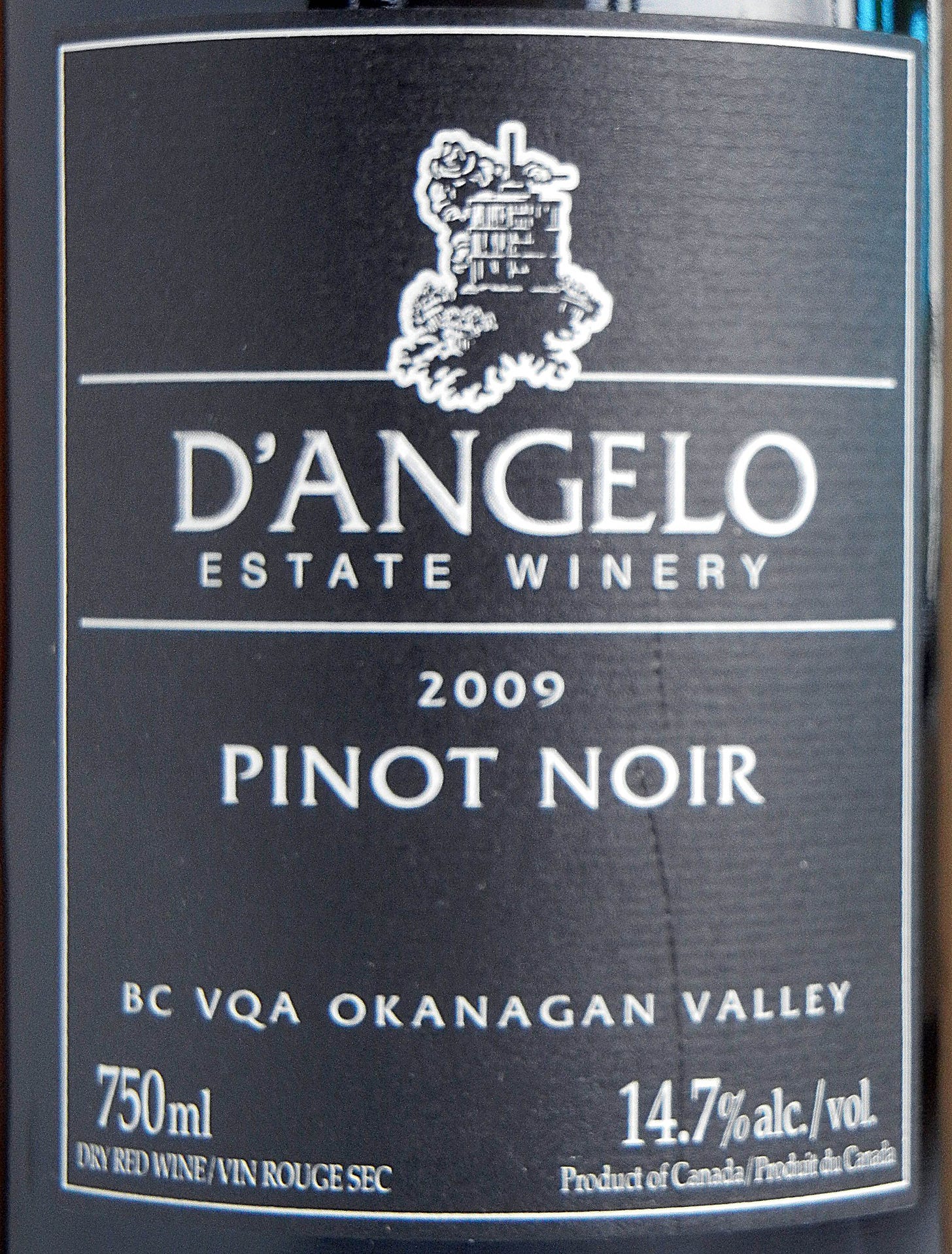 D`Angelo Pinot Noir 2009 Label - BC Pinot Noir Tasting Review 26