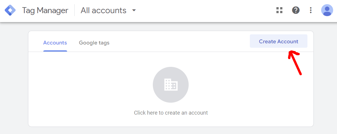 Tag Manager Create Account