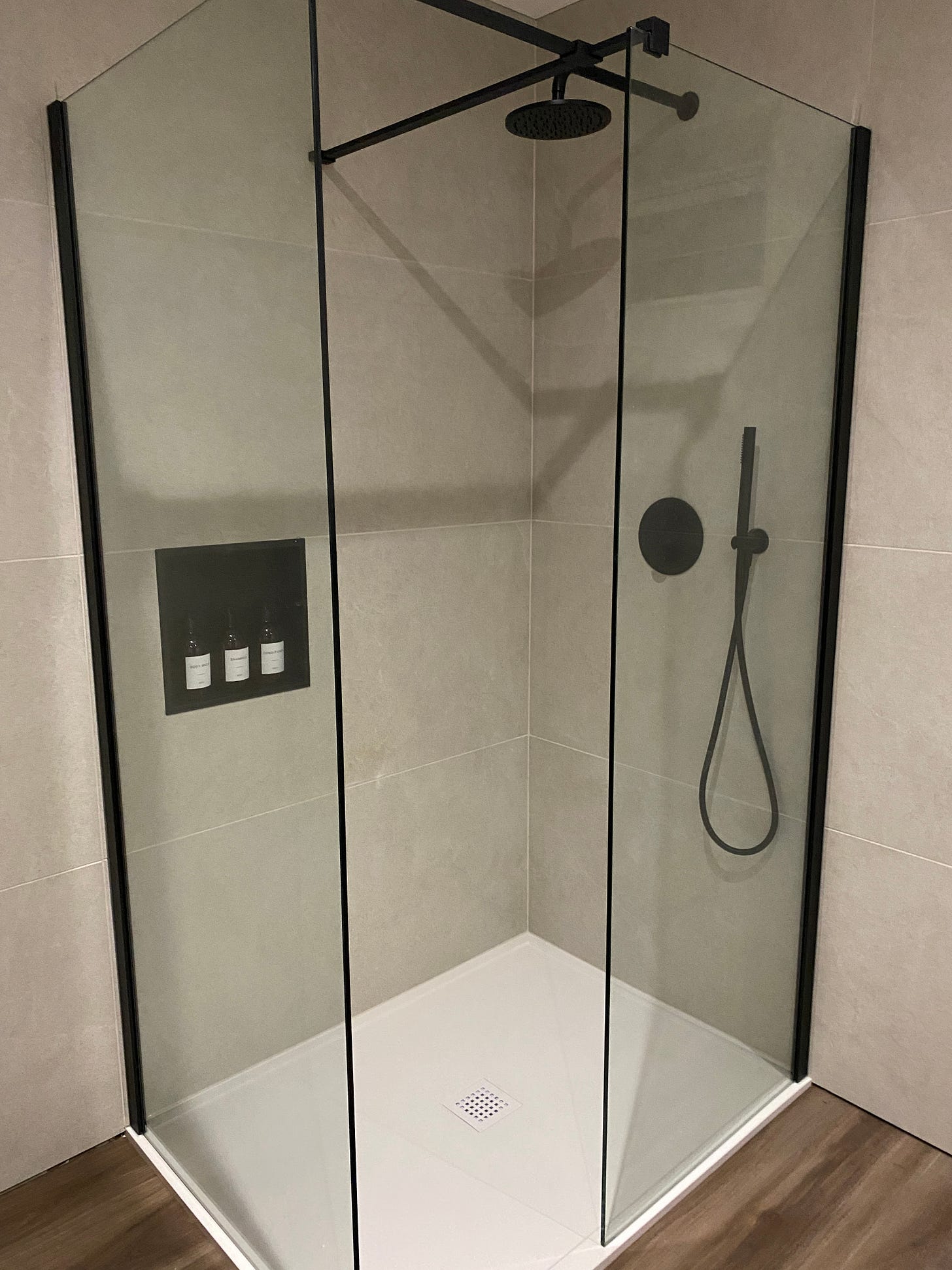modern black walk-in shower enclosure