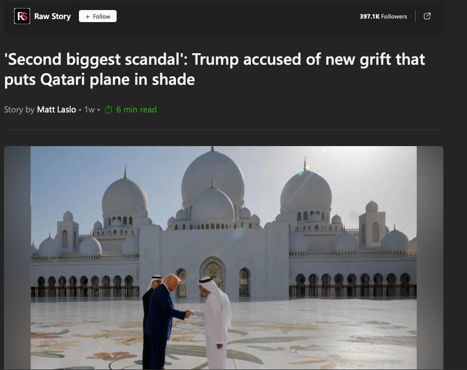 Screengrab of President Trump shaking hands in Middle East © Raw Story 