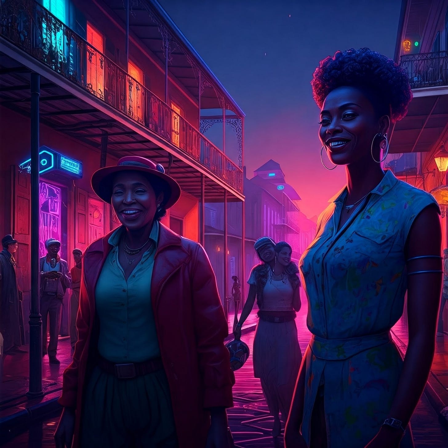 Image of happy people enjoying New Orleans night life