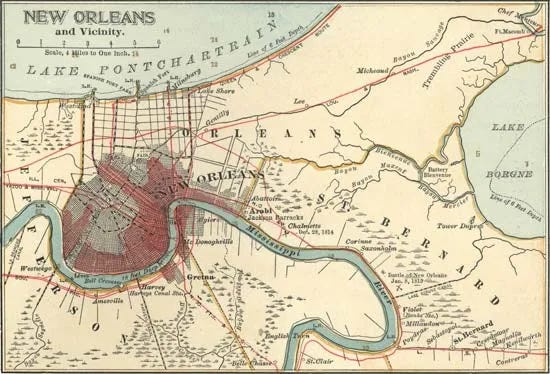 Map of New Orleans in 1900