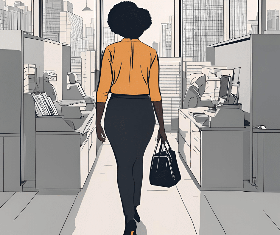 AI-generated image of a Black women in an office