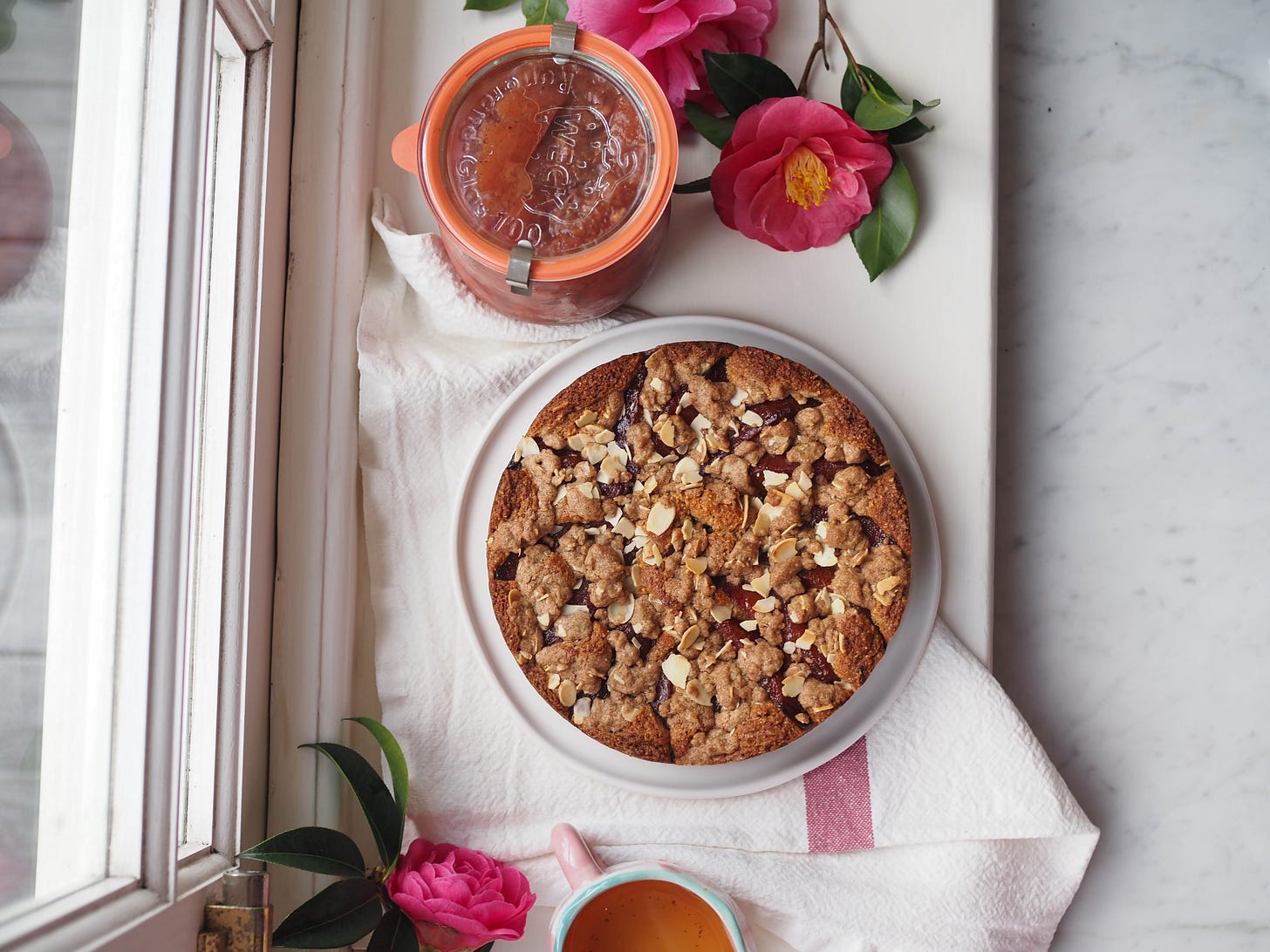 Quince Almond Crumble Cake