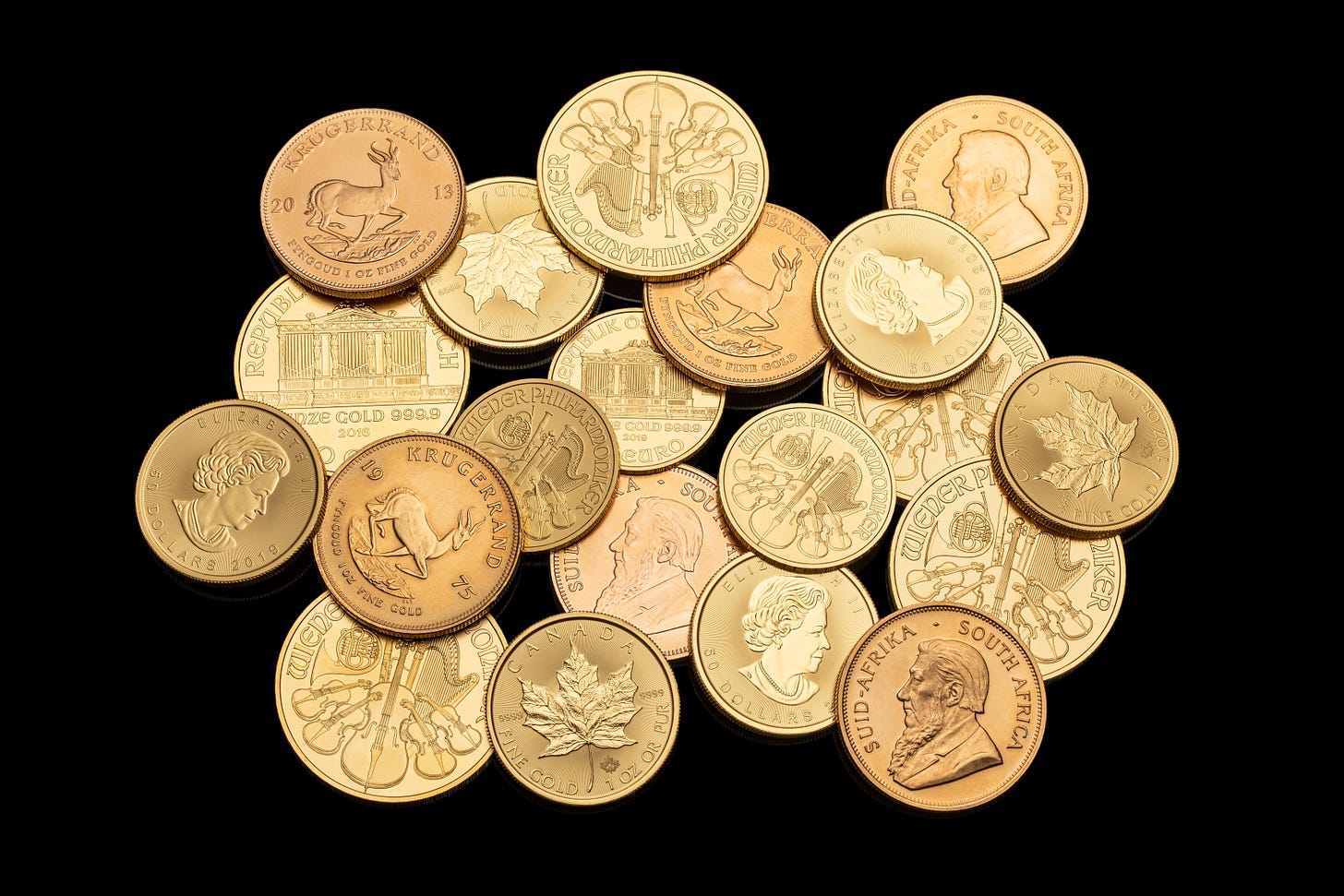 A pile of gold coins