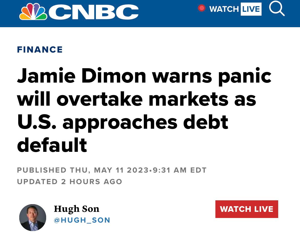 Jamie Dimon warns panic will overtake markets as U.S. approaches debt default