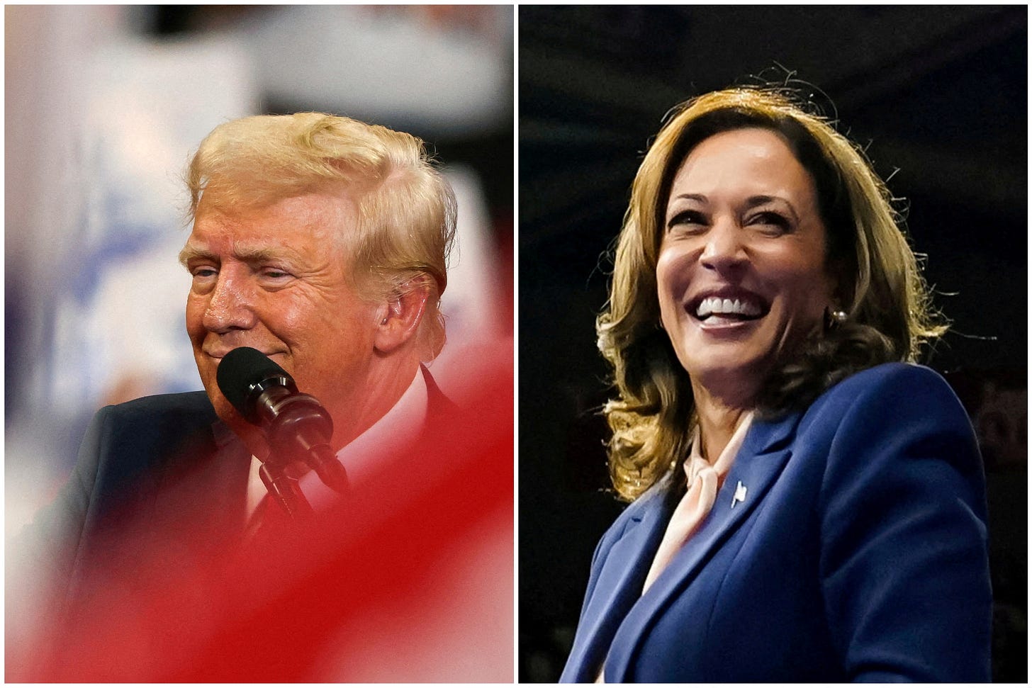 A combination picture shows Republican presidential nominee and former U.S. President Trump and U.S. Vice President and Democratic presidential candidate Harris