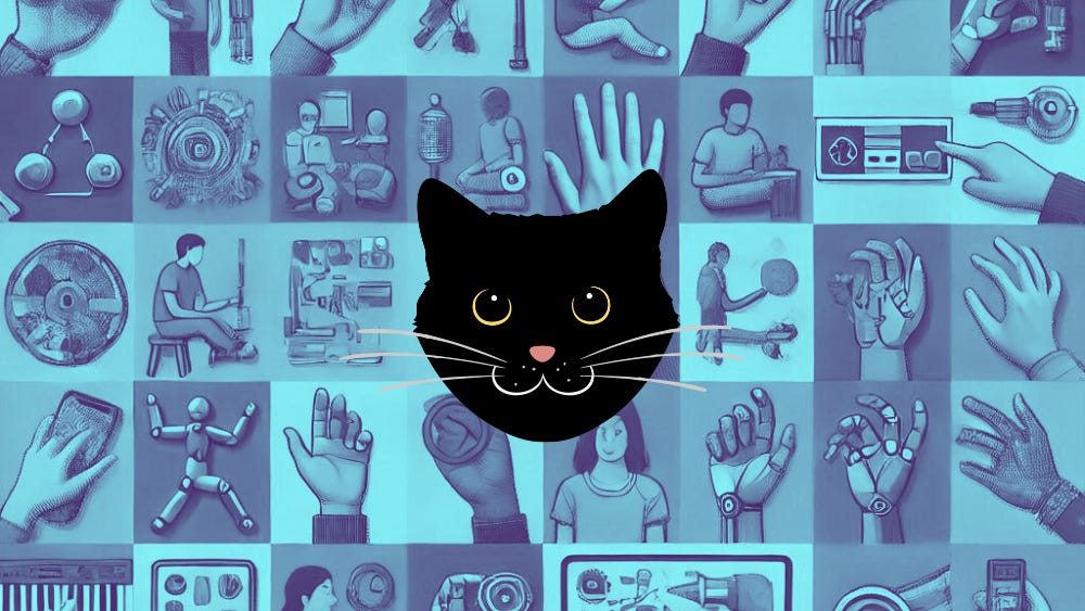 Image of hands and a cat face