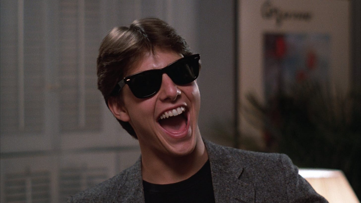 Risky Business | Still features Tom Cruise wearing Ray-Bans and letting out a distinct laugh.