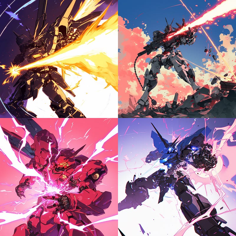 Powerful Mecha unleashing deadly beam.