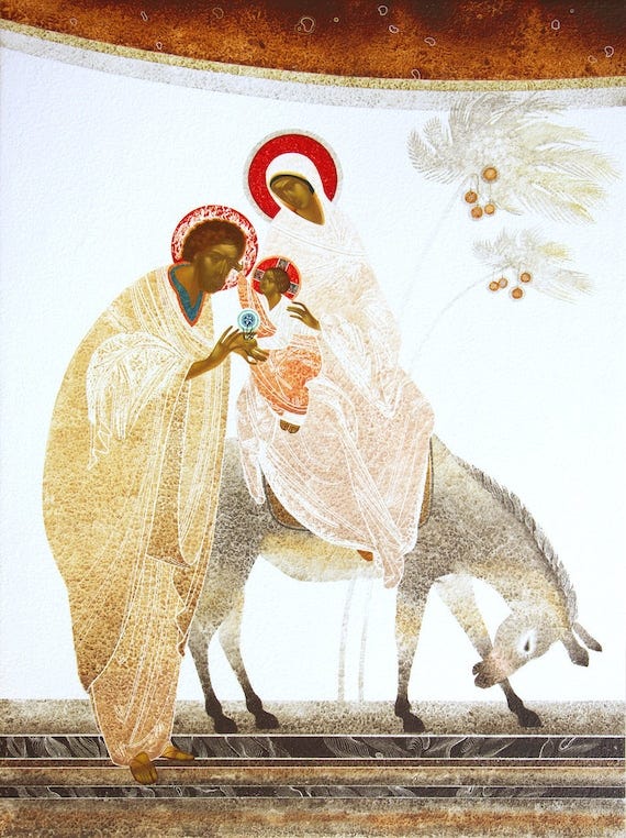Flight Into Egypt Original Print on Natural Canvas and - Etsy