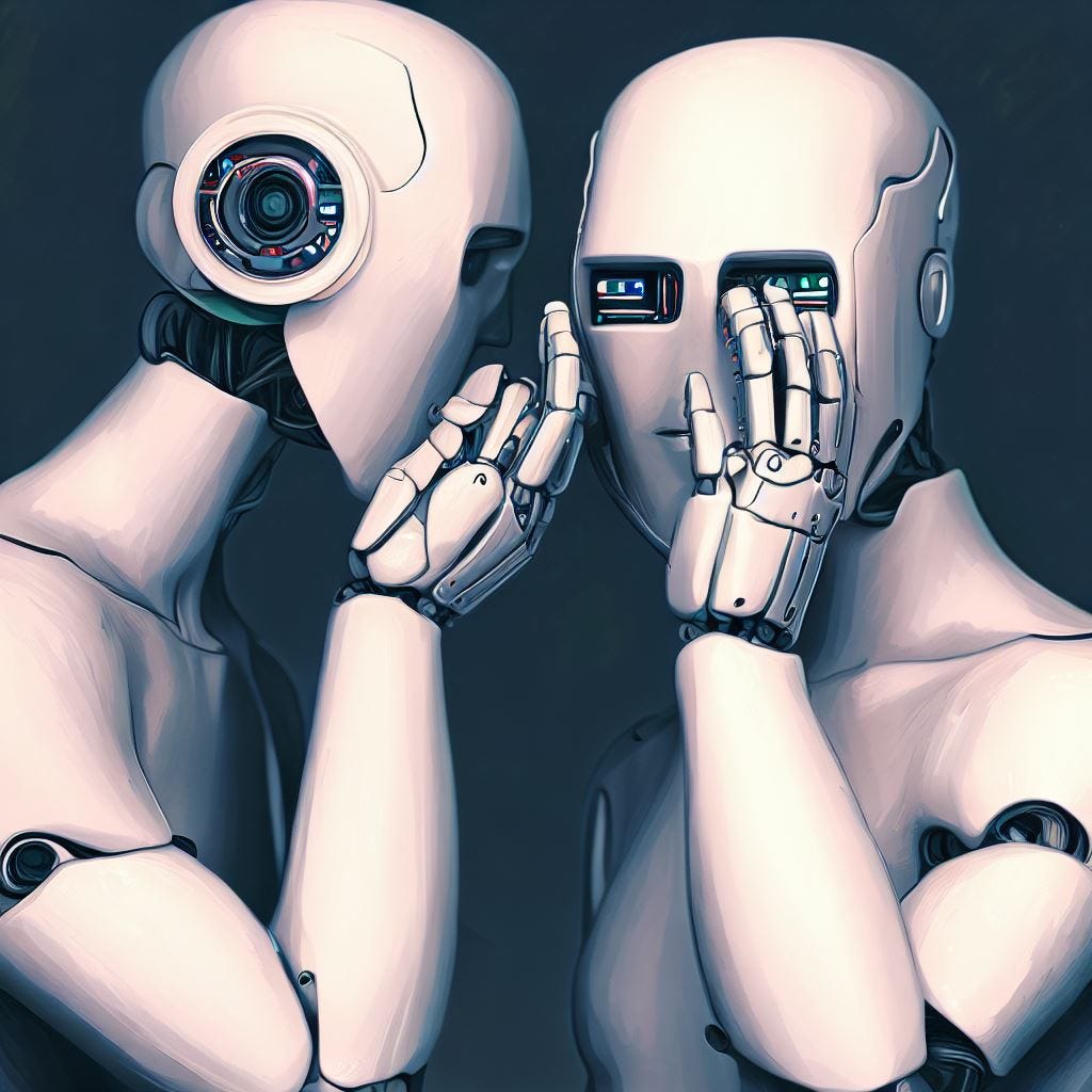 Humans holding robot masks to their face, but it's a robot pretending to eb a human, digital art, detailed, realistic