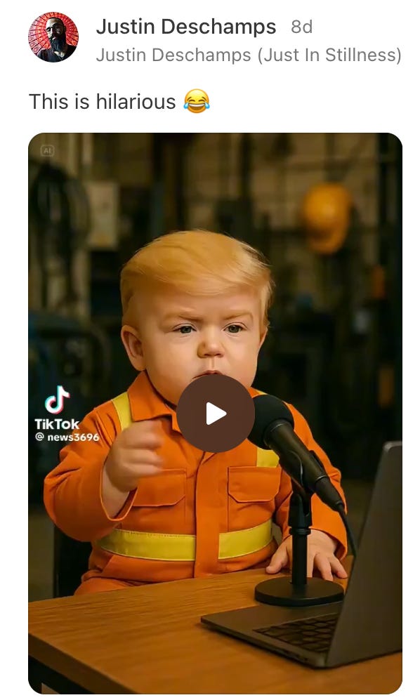Too cute! AI Boy Trump Tells it like it is.