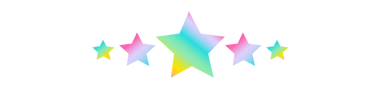 A divider made up of five rainbow ombre stars of different sizes