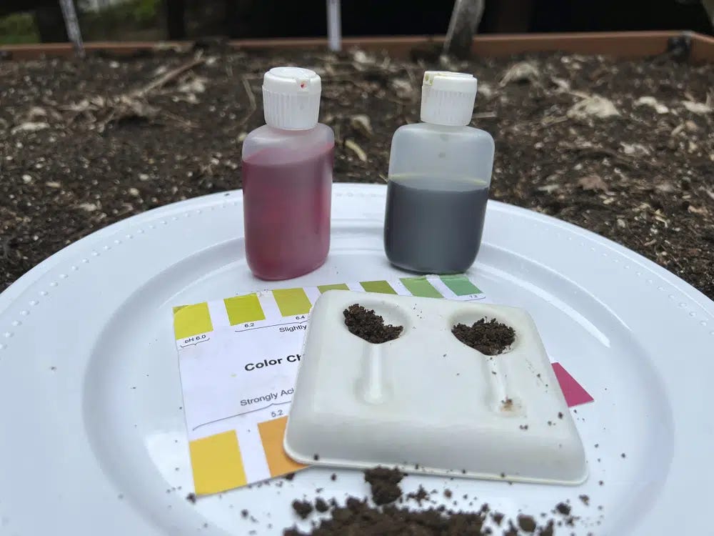 This image provided by Jessica Damiano shows a soil pH test kit. (Jessica Damiano via AP)