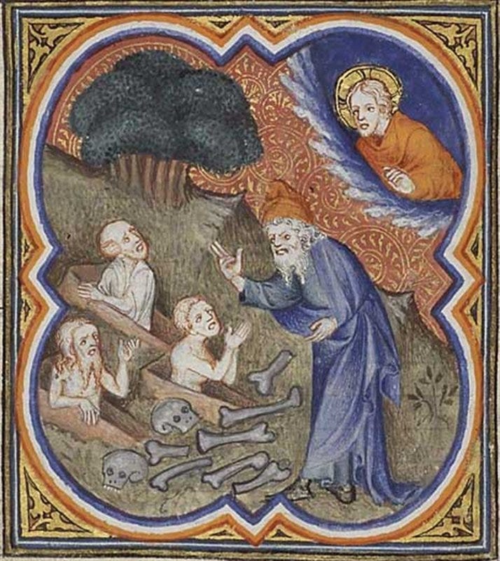 A Medieval image of Ezekiel's vision of the Valley of the Dry Bones