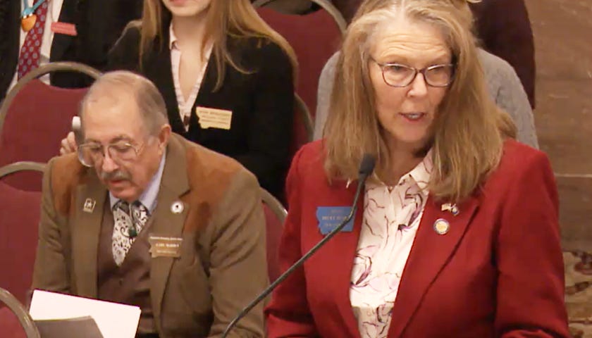 State Sen. Becky Beard (R-Ellison) speaks at the SB 101 hearing.