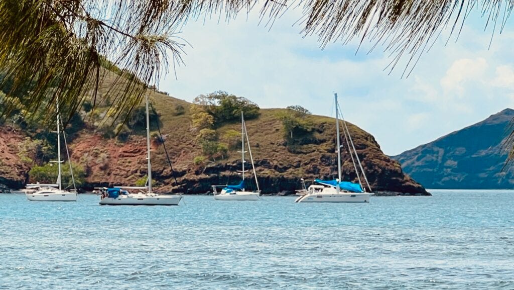 At anchor in Anaho Bay.