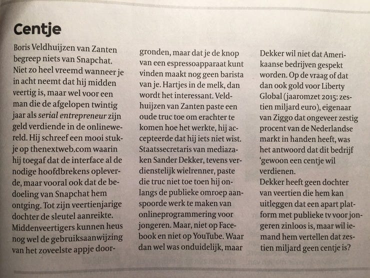 Hoofdredactioneel commentaar van Hugo Blom in de VPRO Gids van deze week