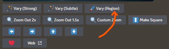 Options under an upscaled image, including Vary (Region)