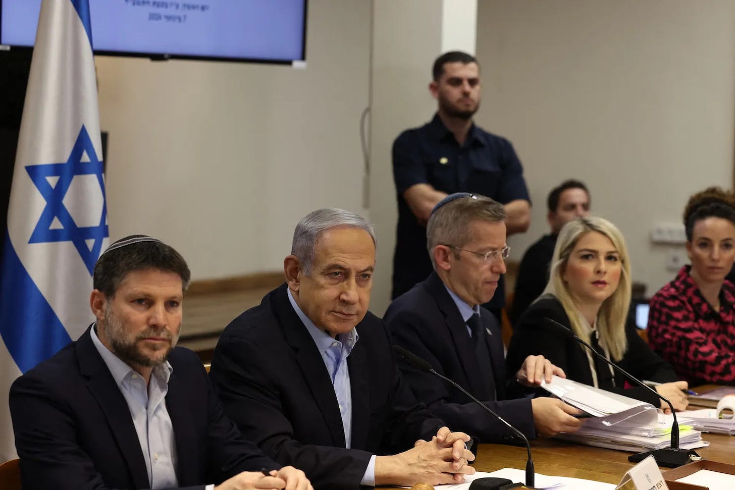 Israeli Prime Minister Benjamin Netanyahu heads the weekly cabinet meeting.